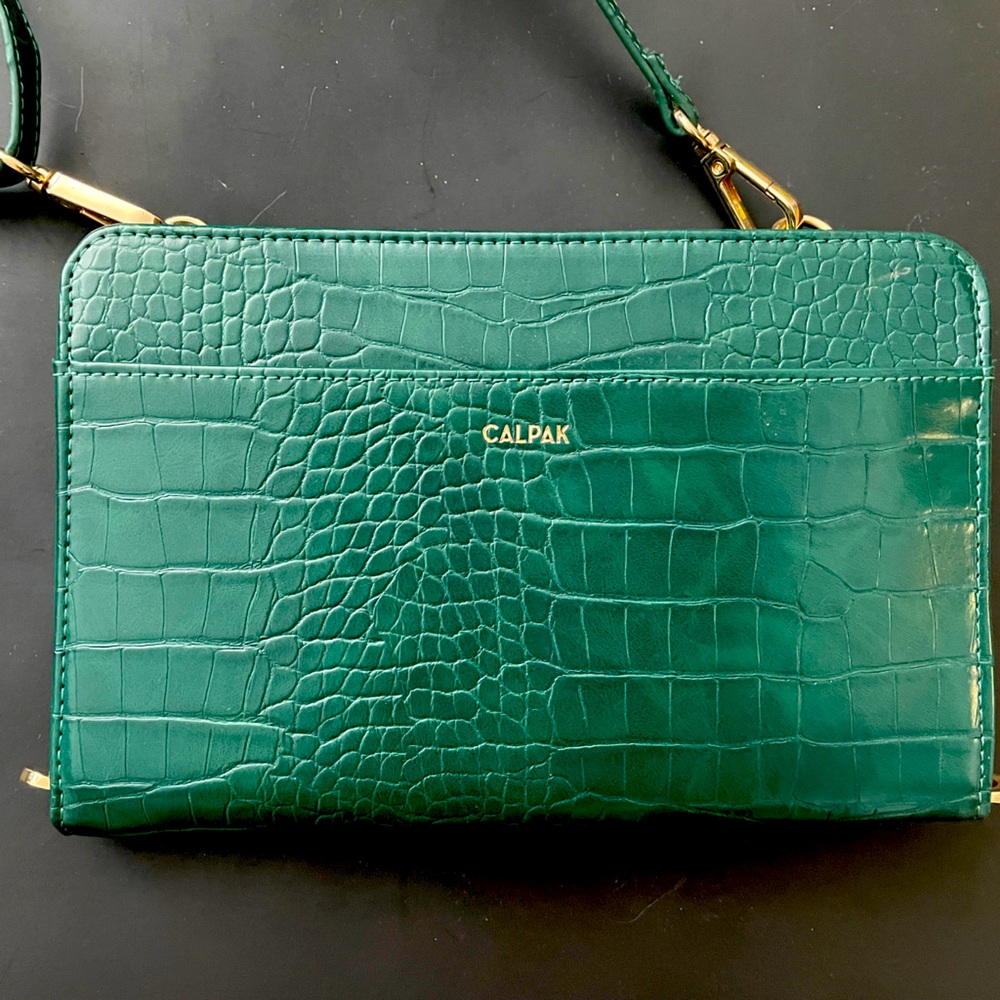 Calpak Emerald Croc-Embossed Crossbody Bag